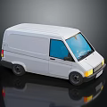 White Cargo Van 3D Model With Blue Windows Black Wheels And Reflection 3d model