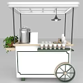 Functional White Carts With Canopy Coffee Machines Cups And Green Plants 3d model