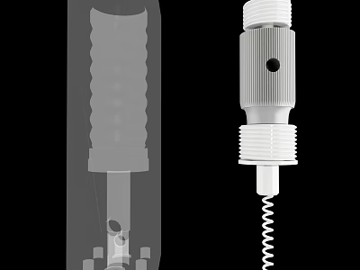 Durable Industrial Equipment Threaded Component With Spring Structure And Hole Design 3d model