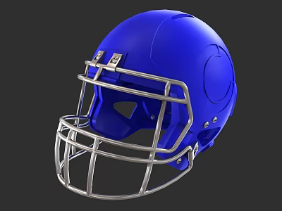 Blue American Football Helmet With Protective Facemask And Metal Frame 3d model