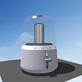 Modern Audio Speaker With Glass Dome Gray Textured Surface And Knob Control