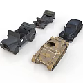 Vintage Military Tank And Armored Vehicles Collection Display On White Background
