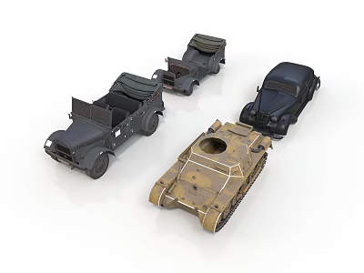 Vintage Military Tank And Armored Vehicles Collection Display On White Background 3d model
