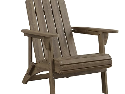Wooden Adirondack Leisure Chair With Wide Armrests Sloped Backrest For Outdoor Patio 3d model