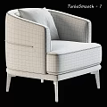 Modern Beige Fabric Accent Chair With Armrests Throw Pillow And Black Legs