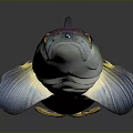 Colorful Iridescent Fish with Purple Green Scales and Streamlined Body on Dark Background