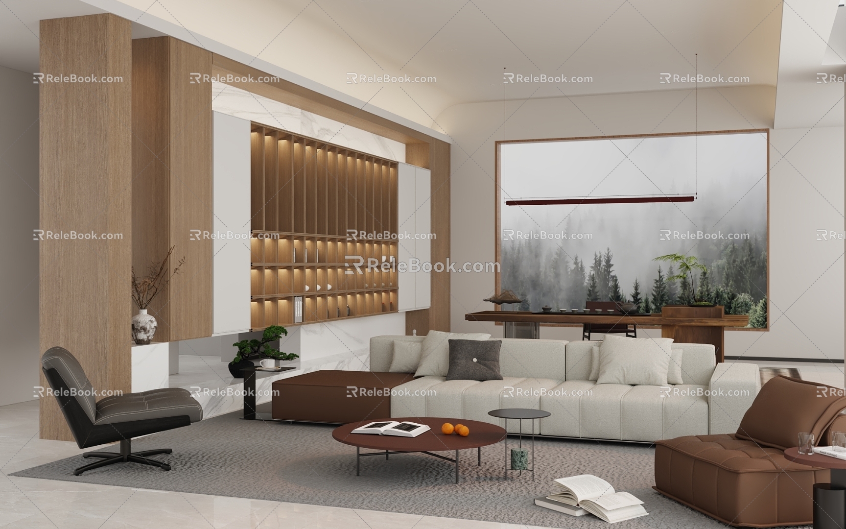 New Chinese Living Room Open Living Room Tea Table Background Tea Room Wine Rack Modern Sofa Italian Sofa End View Table Modern New Chinese Living Room Modern Chinese Tea Room 3d model