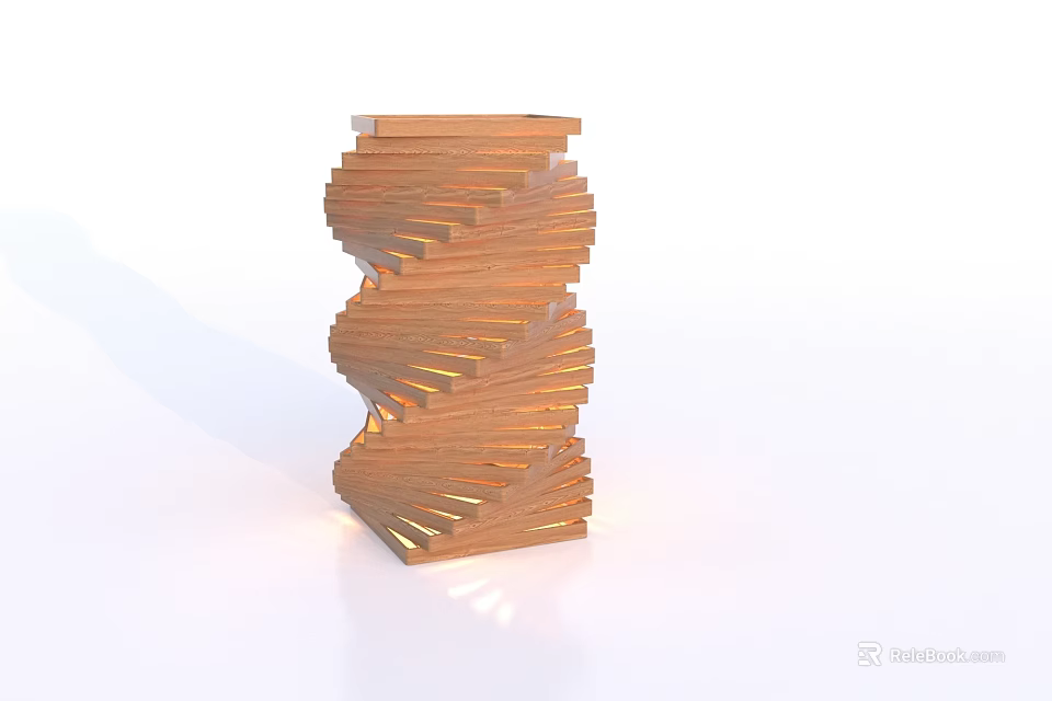 Unique Modern Wooden Floor Lamp Featuring Spiral Design For Home Interior 3d model 