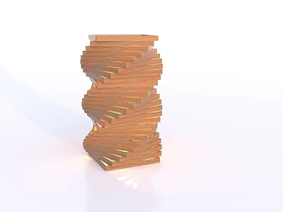 Unique Modern Wooden Floor Lamp Featuring Spiral Design For Home Interior 3d model