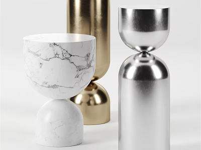 Modern Side Tables With Marble Gold And Silver Finishes For Contemporary Decor 3d model
