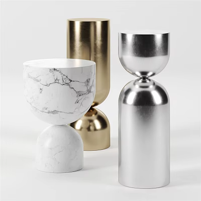 Modern Side Tables With Marble Gold And Silver Finishes For Contemporary Decor 3d model