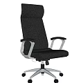 Ergonomic High Back Office Chair Leather Upholstery With Metal Armrests Silver Swivel Base And Wheels
