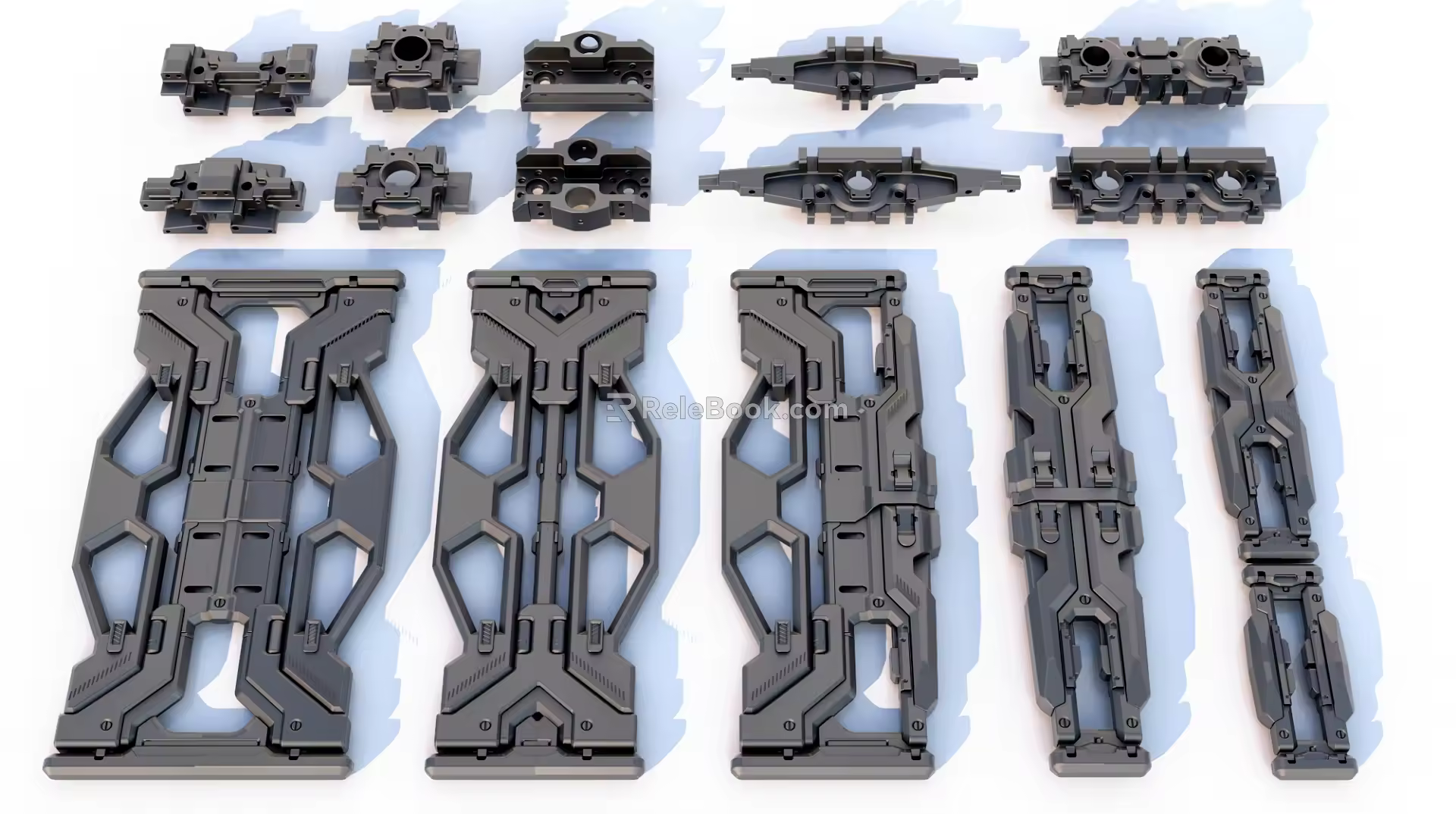 sci-fi mechanical parts hard surface combination 3d model