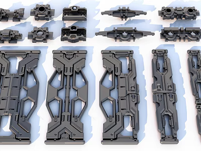Various Durable Industrial Equipment Mechanical Components With Metal Frames And Structural Connectors 3d model