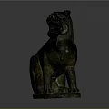 Traditional Bronze Mythical Beast Sculpture Featuring Intricate Carved Patterns And Seated Stance