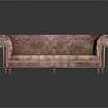 Vintage Style Pink And Brown Patterned Sofa With Carved Armrests Design