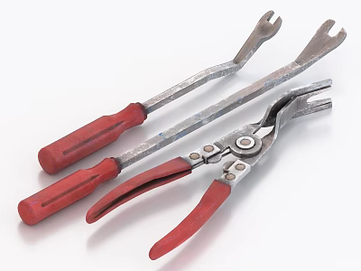 Multi Purpose Hardware Tools With Red Handles And Sturdy Metal Construction Including Pliers And Wrenches 3d model
