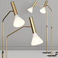 Modern Gold Metal Floor Lamp with Curved Stand and White Cone Shade for Home Decor