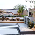 Serene Modern Courtyard Garden Design With Wooden Deck Stone Path Outdoor Seating And Lush Greenery