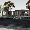 Garden Landscape Design With Symmetrical Lawn Stone Pathways And Water Feature