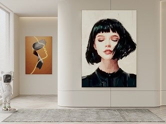 Girl's Head Painting Decorative Painting 3d model