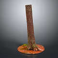 Natural Wooden Tree Trunk Decor With Stone Base And Green Moss Texture
