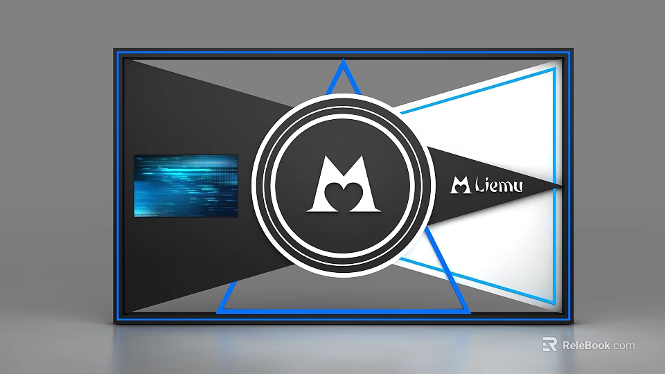 Modern Display Shelves With Geometric Frame And M Menu Design Elements 3d model 