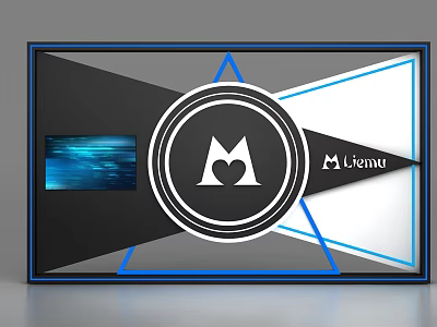 Modern Display Shelves With Geometric Frame And M Menu Design Elements 3d model