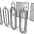 Various Modern Room Divider Designs With Geometric Patterns And Metal Frames 3d model