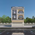 Modern Three Story Single Family House With Garage Greenery Water Feature And Car Front
