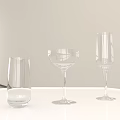 Various Wine Glasses of Different Shapes on White Hexagonal Table White Wall Window Green Plants