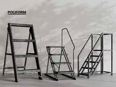Durable Metal Ladders With Various Designs For Home And Professional Use 3d model