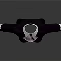 Elegant Dark Purple Dress With White Collar Cuffs Pink Bow And Belt