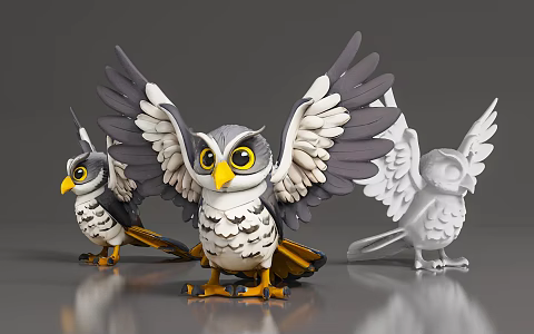 Owl Animal Cartoon Game Character Ornaments Print Assembled Props Decorative Beauty Chen Activity Props Animal Specimen 3d model