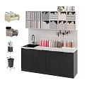 Modern Bathroom Accessories Setup With Vanity Sink Faucet Storage Cabinets And Toiletries