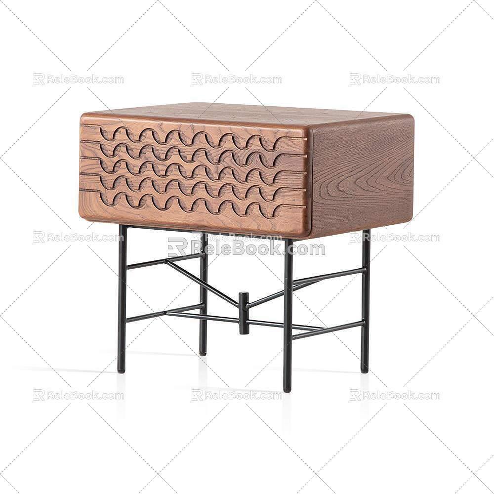 Modern Wooden Bedside Cabinet 3d model