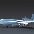 Light Blue Military Drone Featuring Missile Attachments And Landing Gear