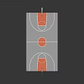 Standard Indoor Basketball Court With Gray Red Floor Design And Basketball Hoop