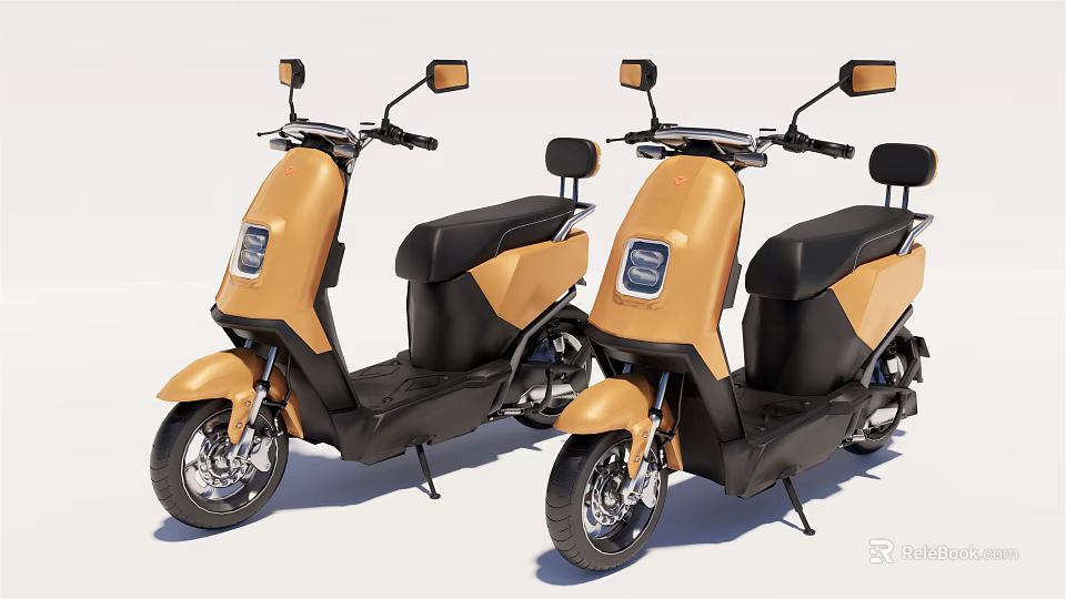 Two Stylish Orange And Black Modern Electric Motorcycles For Urban Commuting 3d model 
