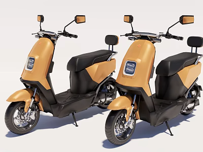 Two Stylish Orange And Black Modern Electric Motorcycles For Urban Commuting 3d model