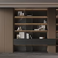 Modern Elegant Bookshelf Display Cabinet With Glass Doors And Decorative Items