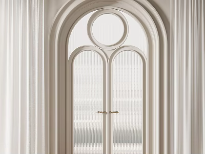 Elegant Arched Double Doors With Glass Panels In Modern Home Interior 3d model