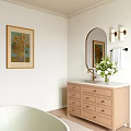 Luxurious Bathroom Interior With Wooden Vanity Mirror Open Doors Mountain View And Free Standing Bathtub