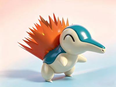 Cute Cartoon Style Spiky Doll With Orange Back Blue Head And White Body 3d model