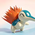 Cute Cartoon Style Spiky Doll With Orange Back Blue Head And White Body