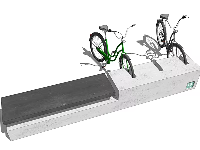 Modern Outdoor Landscape Seating With Concrete Structure For Bike Parking 3d model