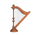 Wooden Harp Musical Instrument With Classical Design And 3D Model String Details