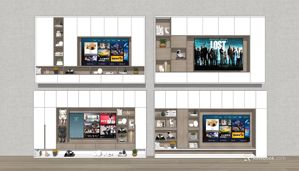 Modern TV Console Designs With Shelves TV And Decorative Storage Elements 3d model