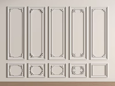 French plaster line wall panel carved background wall 3d model