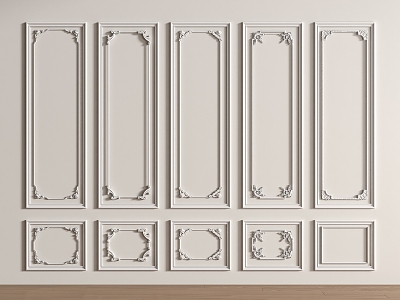 French plaster line wall panel carved background wall 3d model